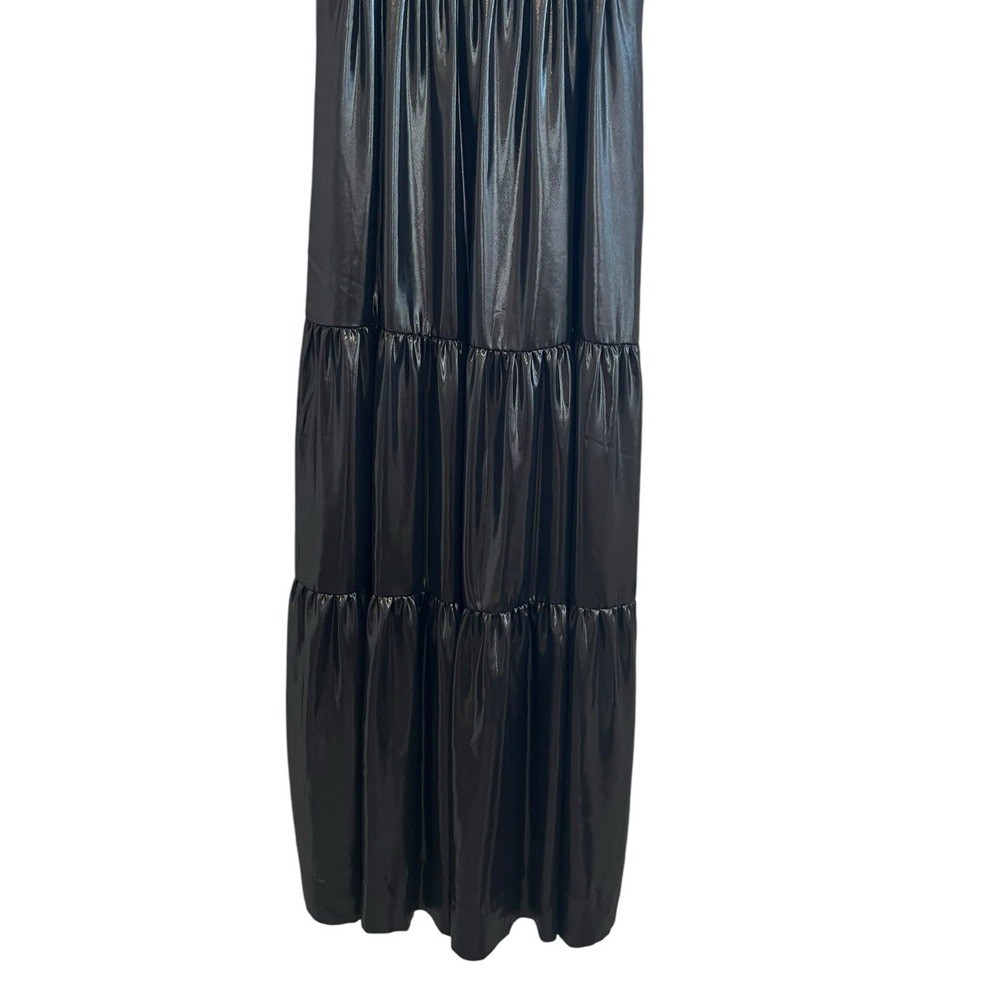 ANTHROPOLOGIE  The Somerset Maxi Dress Foil Carbon Metallic Gown Tiered, Size XS - Picture 3 of 9